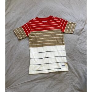 Sean John Boys 3-Toned Red/Tan/White Striped V-Neck T-Shirt Size S (8)